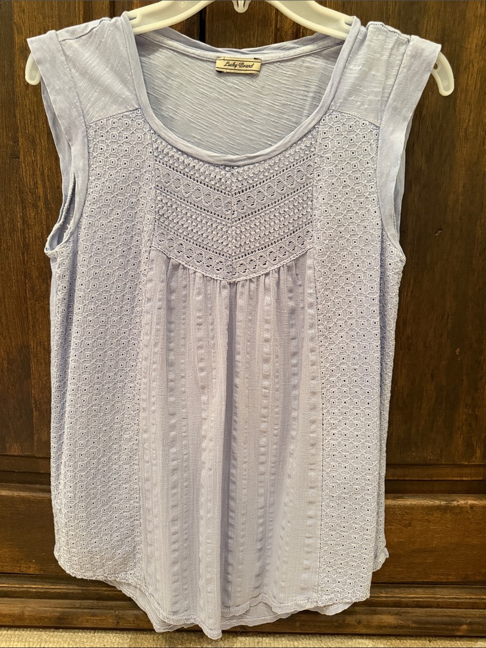 Blue Eyelet Sleeveless Top by Lucky Brand S/M
